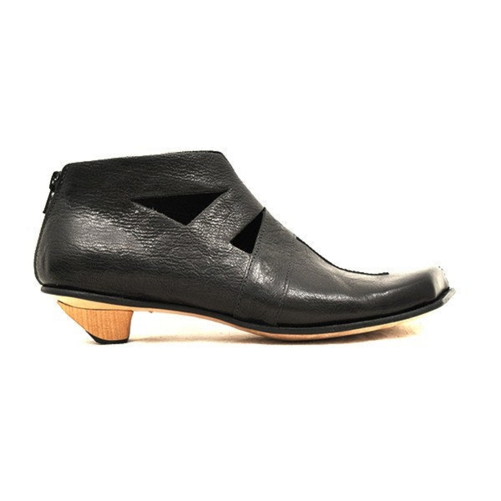 Black Ankle Boots with Unique Cutout Design